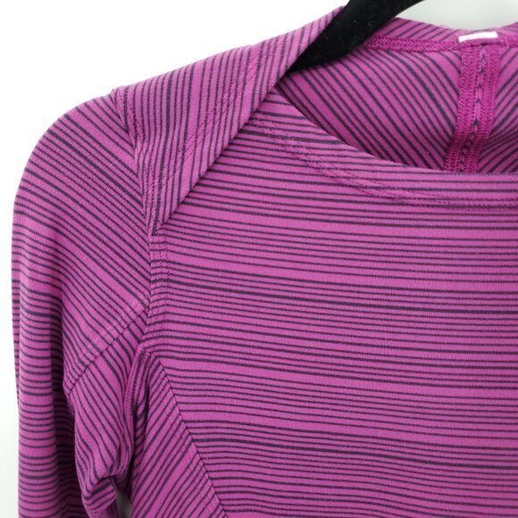 Lululemon Kanto Catch Me Long Sleeve 4 Stripe Regal Plum Naval Blue - Picture 8 of 15